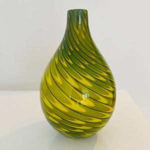 Crate & Barrel Green Swirl Glass Vase